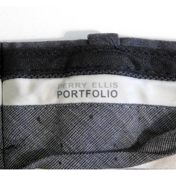 Perry Ellis Portfolio Pants 38x29.5 Charcoal Dark Gray Slim Fit Flat Front - Picture 8 of 9